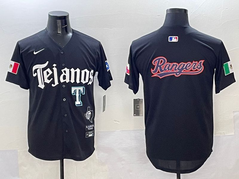 Men Texas Rangers Blank Black Five generations Joint Name 2025 Nike MLB Jersey style 9